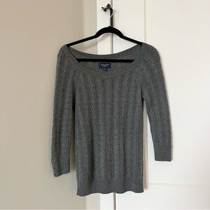 American Eagle boatneck grey cable knit sweater